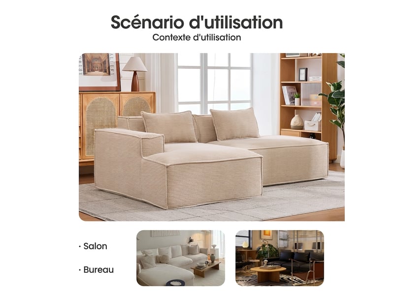  Canapé 2 places compact en tissu polyester kaki 235 cm - assise souple et entretien facile  - Conforama W
