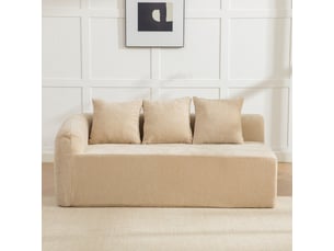 Canapé modulable chenille couleur kaki clair, structure légère et antidérapante pour salon moderne, confort rembourré immédiat
