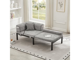 Canapé convertible 1 place en velours gris clair, pliant et escamotable, pour petits espaces, idéal dans la chambre