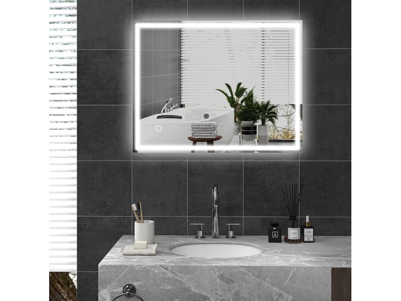  Miroir led 90x70 cm fonction mémoire verre trempé argenté  - Conforama B