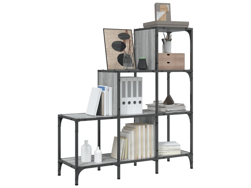  Bibliothèque, meuble de rangement salon sonoma gris 92x30x102 cm bois ingénierie et métal  - Conforama D