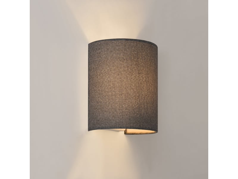  Lot de 2 lampes murales brüssel en forme demi-cercle e27 l'abat-jour en lin 20 x 18 x 13 cm gris 03_0008779  - Conforama D