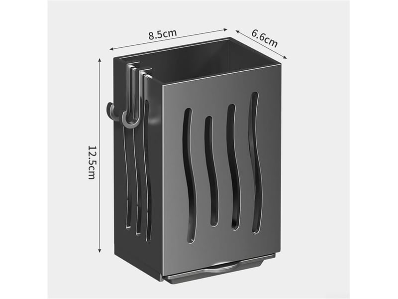  Égouttoir mural de cuisine - porte-couverts - boîte de rangement pour ustensiles de cuisine - avec plateau d'égouttement (noir) - black  - Conforama B