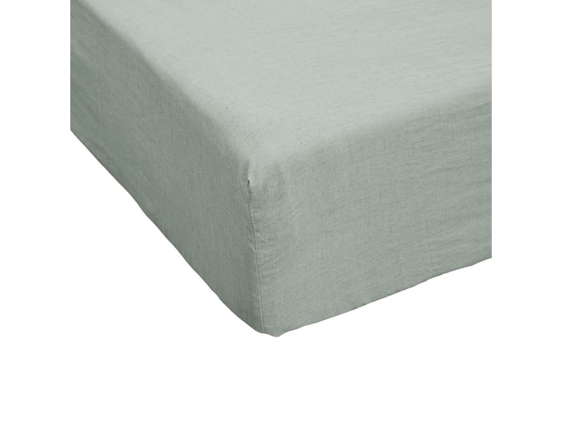 Drap housse 90x190+30 cm lin rosalie eucalyptus PD24889 - Conforama A