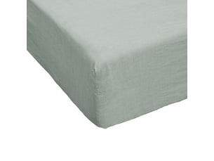 Drap housse 90x190+30 cm lin rosalie eucalyptus