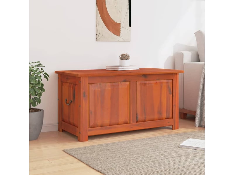 Coffre de rangement avec couvercle marron bois massif d'acacia shl33132 - Conforama C
