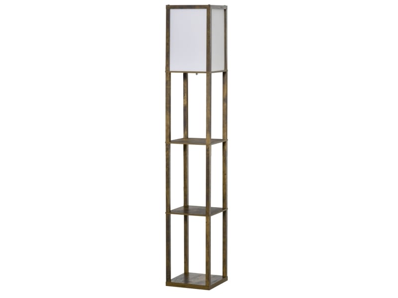  Lampadaire 26x26x160 cm avec 3 compartiments ouverts en panneau de particules marron rustique  - Conforama A