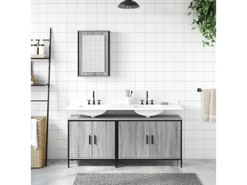 Ensemble de meubles de salle de bain 3 pcs sonoma gris cf63822 - Conforama C