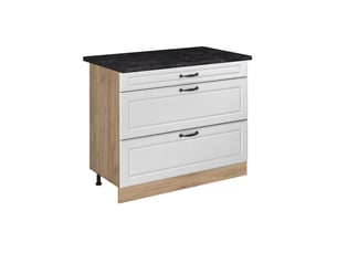 Vicco meuble cuisine, blanc campagnechêne doré, 100cm plan de travail anthracite