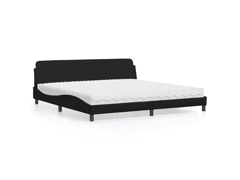 Lit avec matelas dover noir 200x200 cm similicuir  - Conforama B