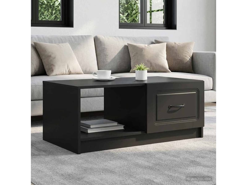  Table basse - table de salon - table à thé noir 90 x 50 x 37 cm bois d'ingénierie  - Conforama B
