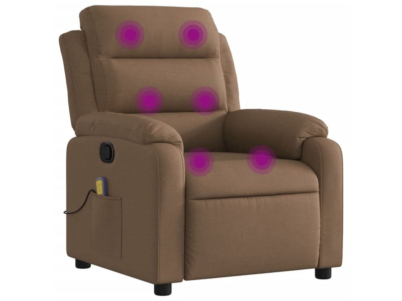  Fauteuil de relaxation tv fonction massage inclinable inclinaison manuelle en tissu marron dec027013  - Conforama B