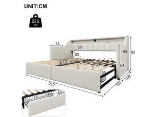 Lit banquette 90x200 cm <strong></strong>  <strong></strong> coloris beige