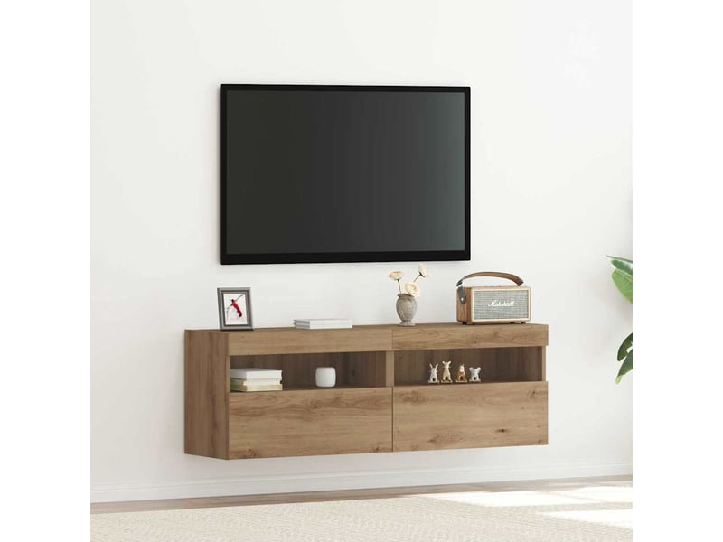  Meuble tv - banc tv - meuble de rangement mural 2 pcs chêne artisanal bois d'ingénierie  - Conforama B