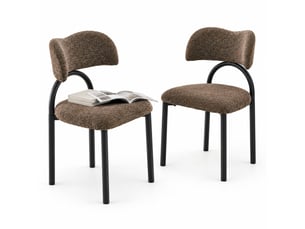 Lot de 2 chaises de salle à manger marron en tissu avec piètement en métal noir, sans table