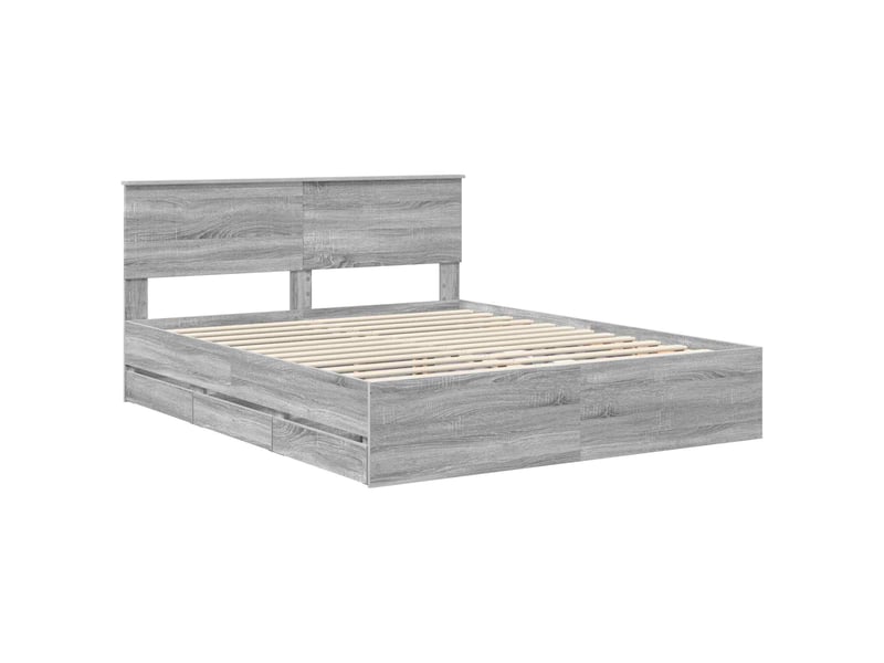  Lit double- lit adulte -  cadre de lit gris sonoma 160 x 200 cm bois ingénierie  - Conforama C