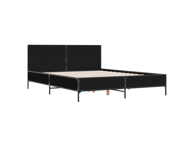  Lit double- lit adulte -  cadre de lit sans matelas noir 150x200 cm  - Conforama B