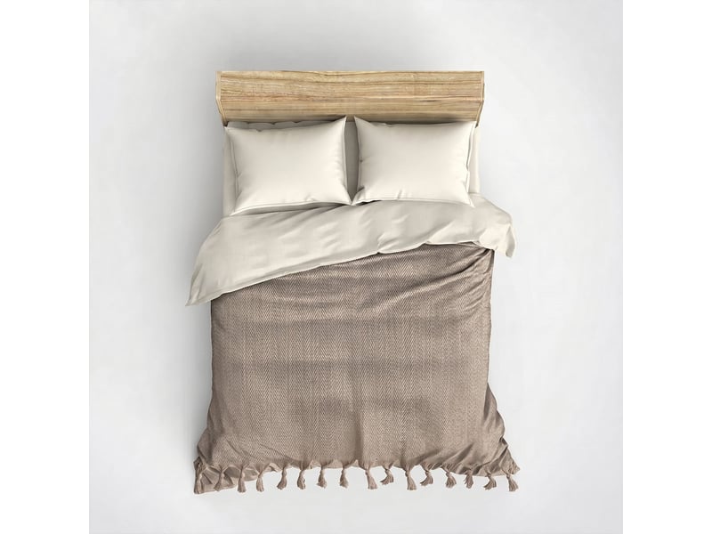  Couverture en coton recyclé 200x220 cm berlino - beige  - Conforama A