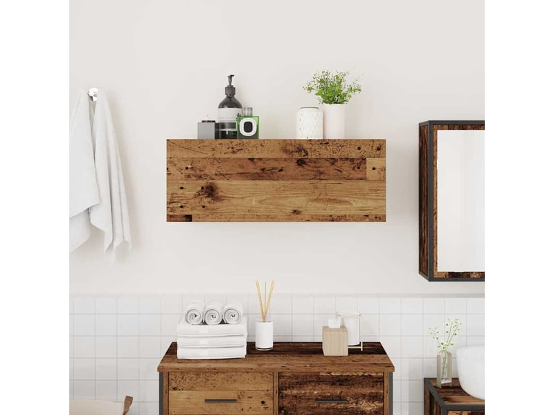  Armoire murale de bain, meuble de rangement vieux bois 80x25x30 cm bois d'ingénierie  - Conforama C