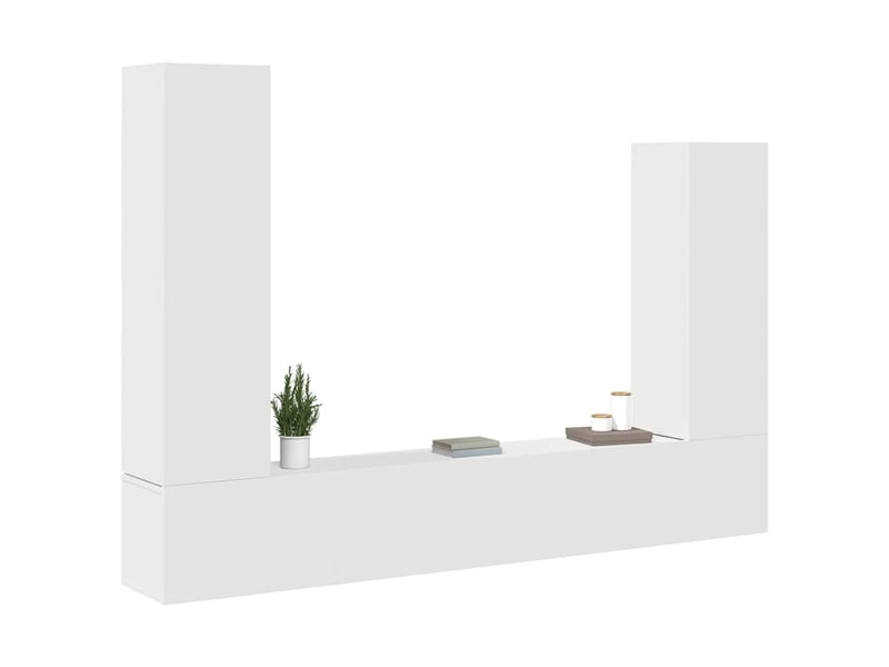  Ensemble de meubles tv - banc tv - meuble de rangement 4 pcs blanc bois d'ingénierie  - Conforama C