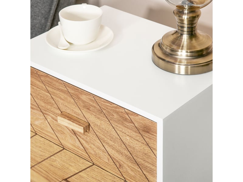  Table de chevet chiffonnier commode meuble de rangement avec 2 tiroirs scandinave 40l x 30l x 56h cm en bois  - Conforama W