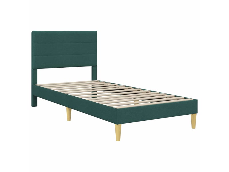  Lit simple- lit adulte -  cadre de lit avec tête de lit vert foncé 100 x 200 cm tissu  - Conforama B