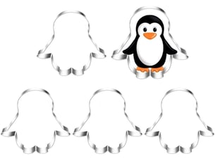 Lot de 5 emporte-pièces pingouins - moules à biscuits en forme d'animaux mignons pour gâteaux, fondant loisirs créatifs