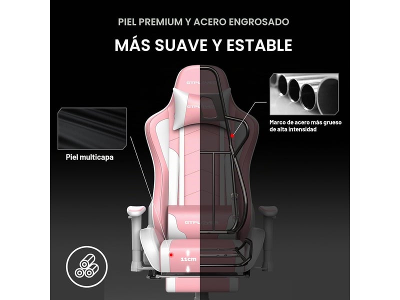  Gtplayer chaise de jeu ergonomique avec bluetooth et repose-pieds 200 kg - rose GT890MF-PK - Conforama B