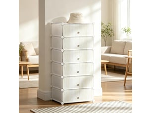 Meuble à chaussures modulable 6 cubes en plastique et acier 49x36.5x108 cm