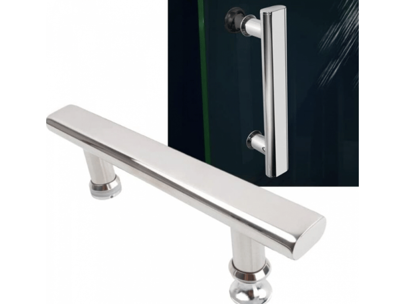  2 poignées en acier inoxydable pour portes de douche, distance entre axes de 145 mm, pour salle de bain et cuisine  - Conforama E