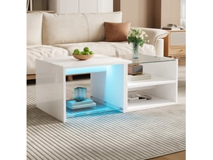 Table basse rectangulaire coloris blanc MAISENTIEL  - 50 cmx100 cm