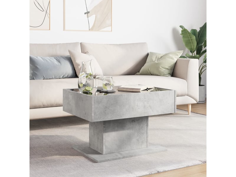  Table basse - table de salon - table à thé avec led gris béton 70x50x45 cm bois d'ingénierie  - Conforama D