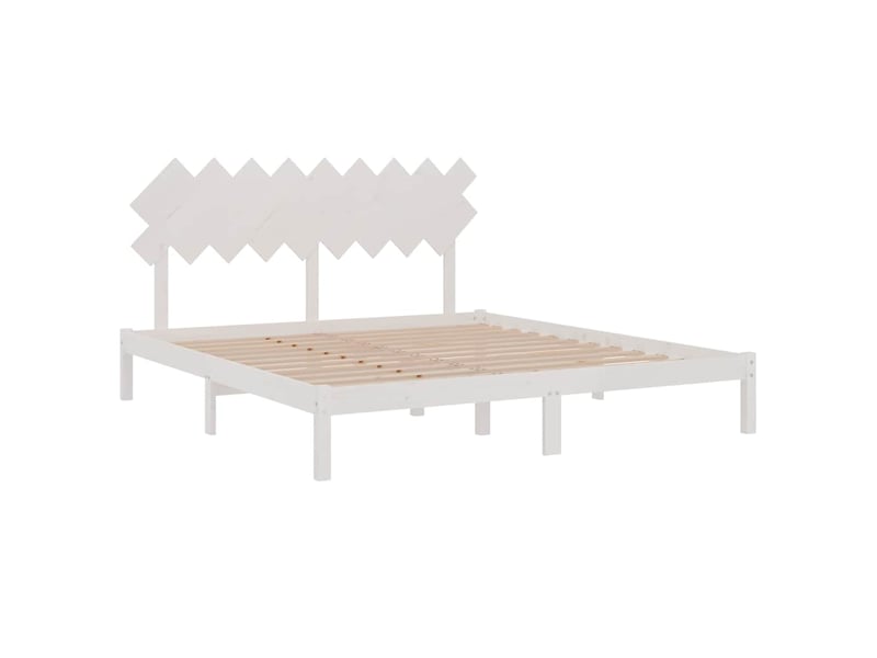 Lit double- lit adulte - cadre de lit sans matelas blanc 180x200 cm bois massif - Conforama C
