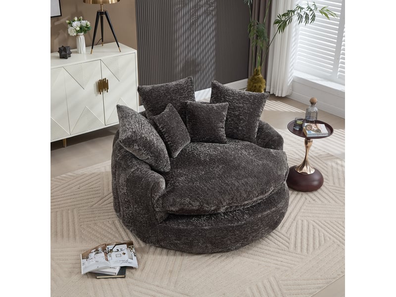  Fauteuil convertible modulaire réglable avec doubles accoudoirs et coussins pour salon en polyester gris  - Conforama C