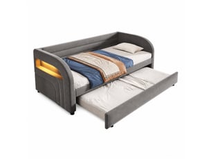 Lit gigogne 90x140/200 cm MIVRAY coloris gris