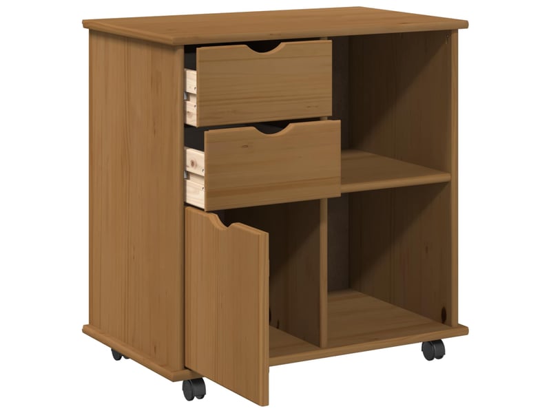  Caisson roulant de bureau 63,5 x 39 x 65,5 cm bois de pin massif shl7650  - Conforama D