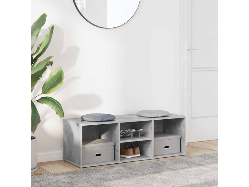  Banc à chaussures, meuble à chaussures gris béton 102x35x35 cm aggloméré  - Conforama B