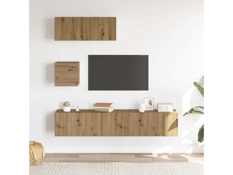  Ensemble de meuble tv - banc tv - meuble de rangement mural 4 pcs chêne artisanal  - Conforama C