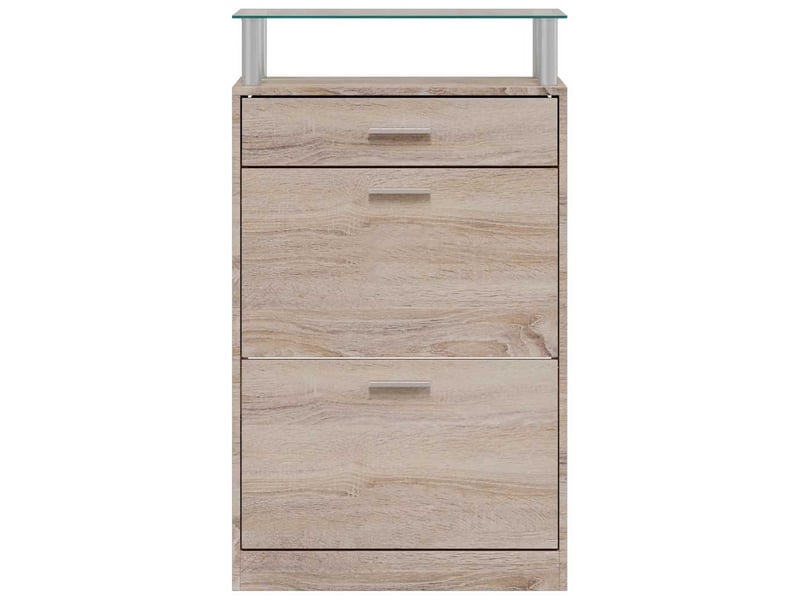  Meuble à chaussures, armoire à chaussures avec tiroir et plateau en verre bois  - Conforama D