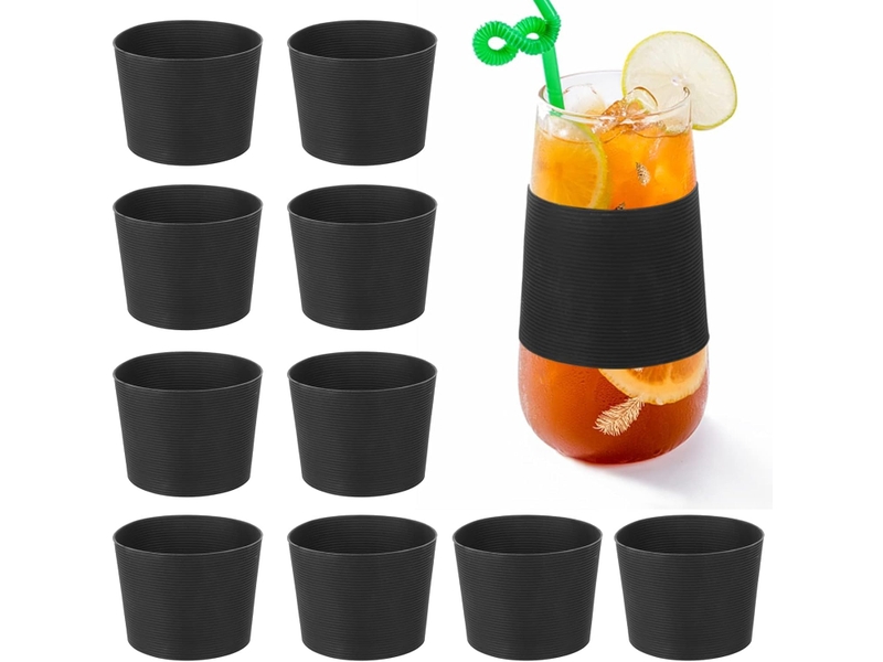  Manchon gobelet, manchon en silicone pour verre, 10 pièces manchons de protection antidérapants en silicone, manchons de tasse réutilisable QWE000251 - Conforama A