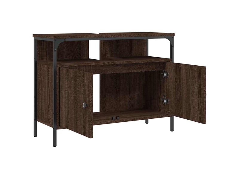  Armoire lavabo salle de bain, meuble de rangement chêne marron 80x30x60 cm shl3093  - Conforama E