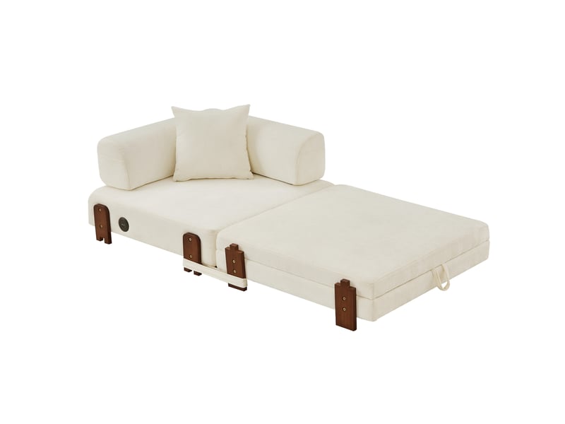 Canapé convertible pliant 2-en-1 1 place beige avec ports usb et type-c - Conforama A