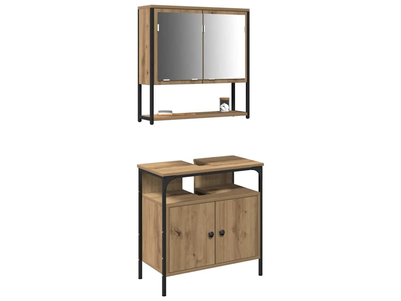  Ensemble de mobilier de salle de bain 2 pièces marron cf64228  - Conforama C