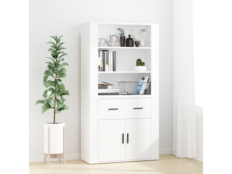  Buffet haut - bahut - meuble de rangement blanc bois d'ingénierie  - Conforama B