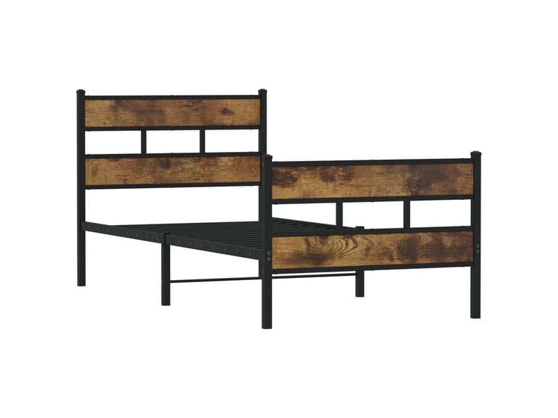 Lit simple- lit adulte - cadre de lit en métal sans matelas chêne fumé 80x200 cm - Conforama B