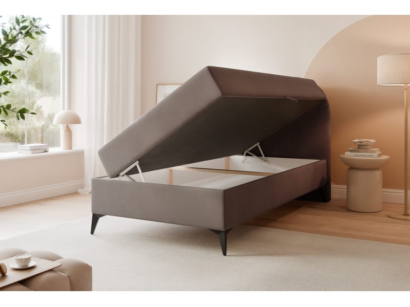 Lit coffre noelia - 70x200 cm - ouverture à droite - avec matelas et surmatelas - marron NOELIA - Conforama C