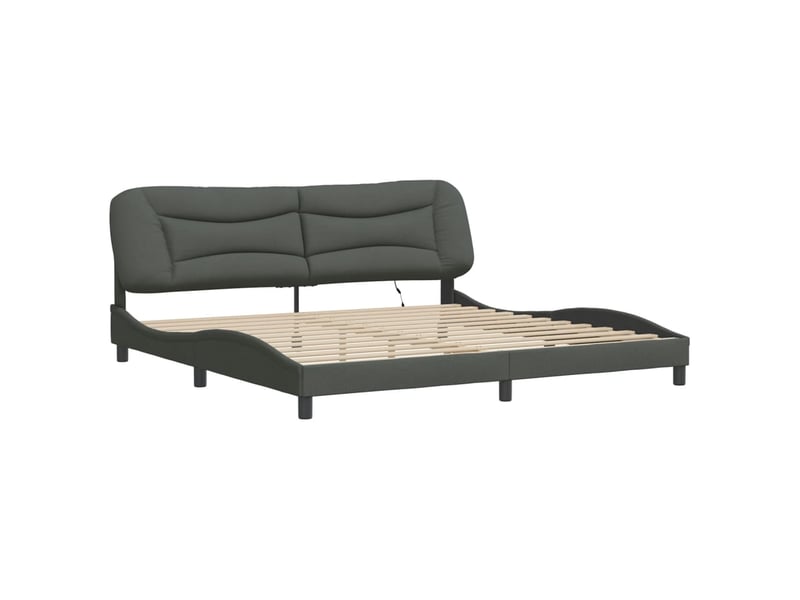  Lit double- lit adulte -  cadre de lit avec led sans matelas hvar gris foncé 200x200 cm tissu  - Conforama B