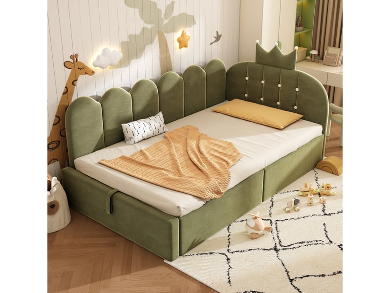 Modenvie lit banquette 90x200 cm - rangement hydraulique, structure reversible, sans matelas - vert  - Conforama B