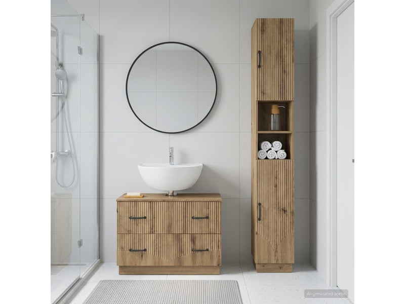  Ensemble de 2 meubles de salle de bain hoorn chêne artisanal cf63180  - Conforama B