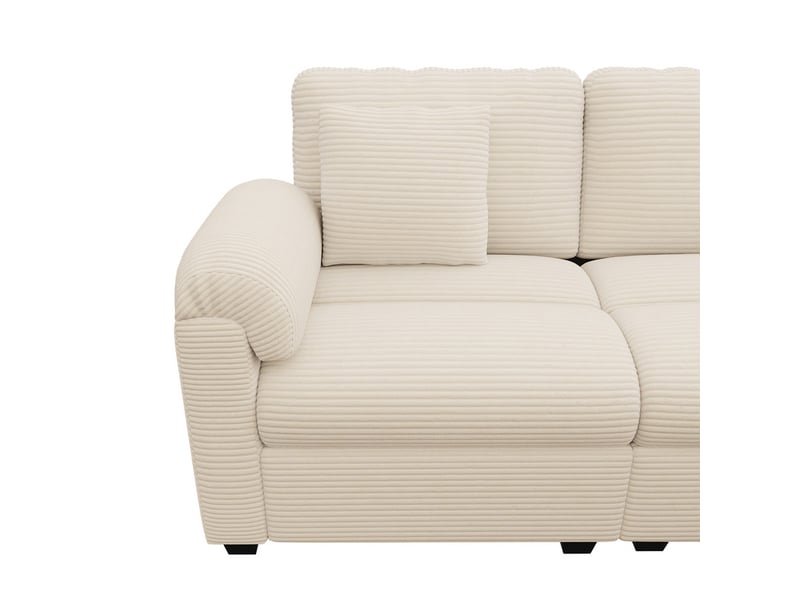 Canapé d'angle en forme de u ou de l,7 places, avec coussins et pouf séparé,274,5 x 210,5 x 85,5 cm, beige - Conforama E